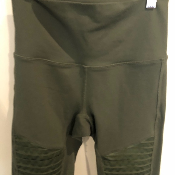 ALO Yoga High Waist Moto Leggings Dark Olive Green - Picture 5 of 8